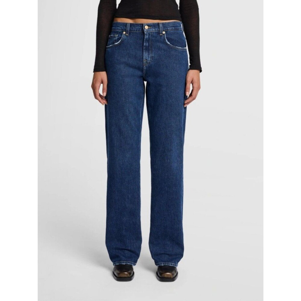 7 For All Mankind Tess Trouser Jeans High Rise Straight Relaxed Blue Size 23